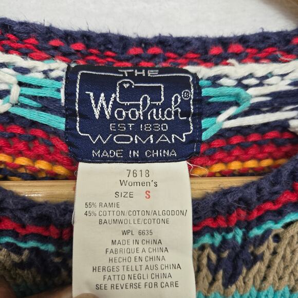 Woolrich Womens Vintage 90s Nordic Cottage Cabin Snow Colorful Knit Sweater S - Picture 7 of 10